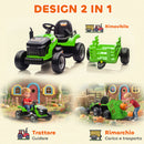 Trattore Elettrico per Bambini 12V con Rimorchio Staccabile 139x58x55 cm e Telecomando Verde  