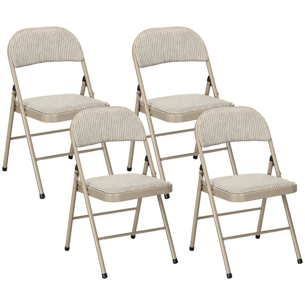 prezzo Set 4 Sedie Pieghevoli 45x46x78 cm con Seduta Imbottita in Poliestere e Acciaio Beige
