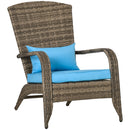 Sedia da Giardino 65x86x90 cm in Rattan e Acciaio Marrone e Blu