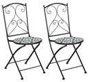 Set 2 Sedie Pieghevoli da Giardino 38x38x92 cm in Metallo con Mosaico