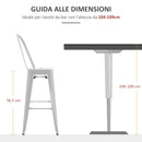 Set 2 Sgabelli da Bar Stile Industriale Schienale Rimovibile 44x49x116 cm in Metallo Bianco