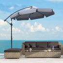 Ombrellone da Giardino Decentrato Ø265x265 cm in Metallo e Poliestere Grigio