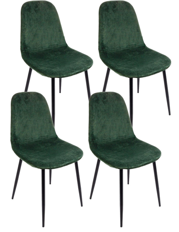 prezzo Set 4 Sedie 52,5x42,5x90 cm Irelia in Velluto Verde Scuro