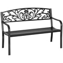 Panchina da Giardino 2 Posti 127x60x87 cm in Metallo Nero