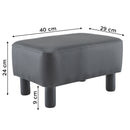Poggiapiedi Pouf Rettangolare in Similpelle Piedini in Legno Nero