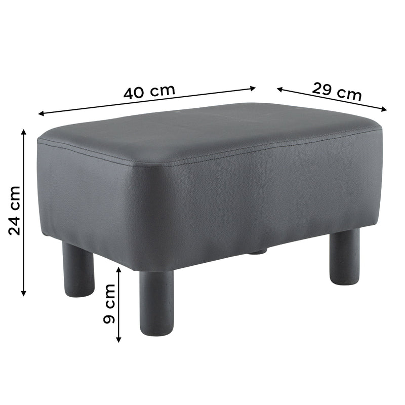 Poggiapiedi Pouf Rettangolare in Similpelle Piedini in Legno Nero