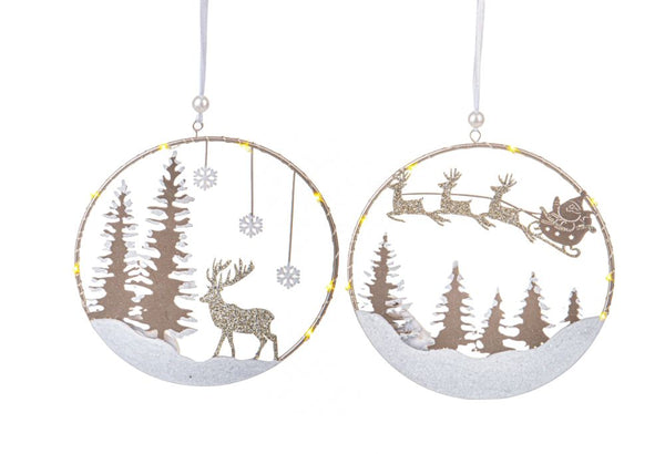 Set 6 Coroncine Decorative con Led Ø 16,5 cm in Legno e Plastica acquista