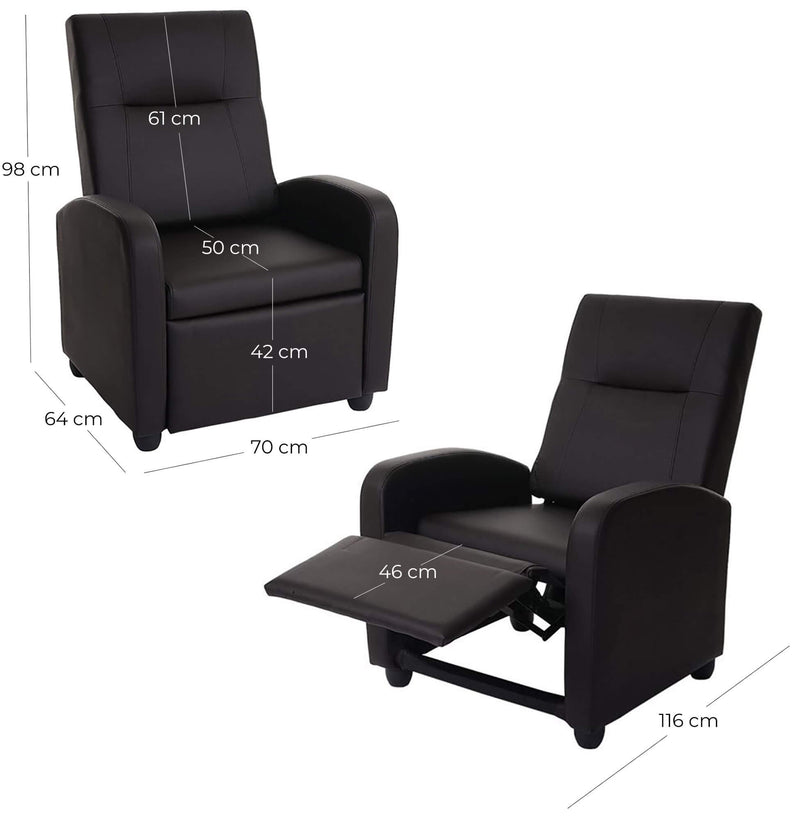 Poltrona Relax Manuale Reclinabile in Similpelle Vandi Rossa