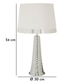 Lampada da Tavolo Tower Argento Ø30x54 cm in Ferro e Tessuto Argento e Bianco      