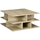 Tavolino da Caffè a 2 Livelli 70x70x36,5 cm con Ripiani Aperti in Truciolato color Legno