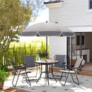 Set da Giardino 6 Pezzi con 4 Sedie Pieghevoli Ombrellone e Tavolo Rotondo  Grigio e Nero   
