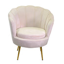 Poltrona Imbottita 73x72xh49/77 cm in Tessuto Velluto Tulipan Crema