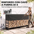 Portalegna da Interno ed Esterno 260x38x118 cm con Copertura e Borsa in Oxford 600D Portata 500 kg in Acciaio Zincato Nero      