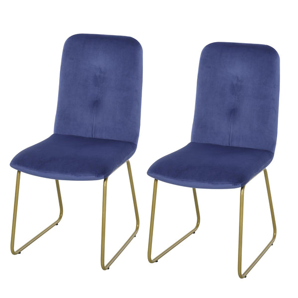 Set 2 Sedie Imbottite 44,5x59,5x91 cm in Flanella Blu acquista
