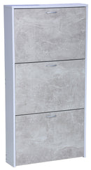 Mobile Scarpiera 3 Ante 60x14,5x116 cm in Legno Truciolare Bianco e Cemento