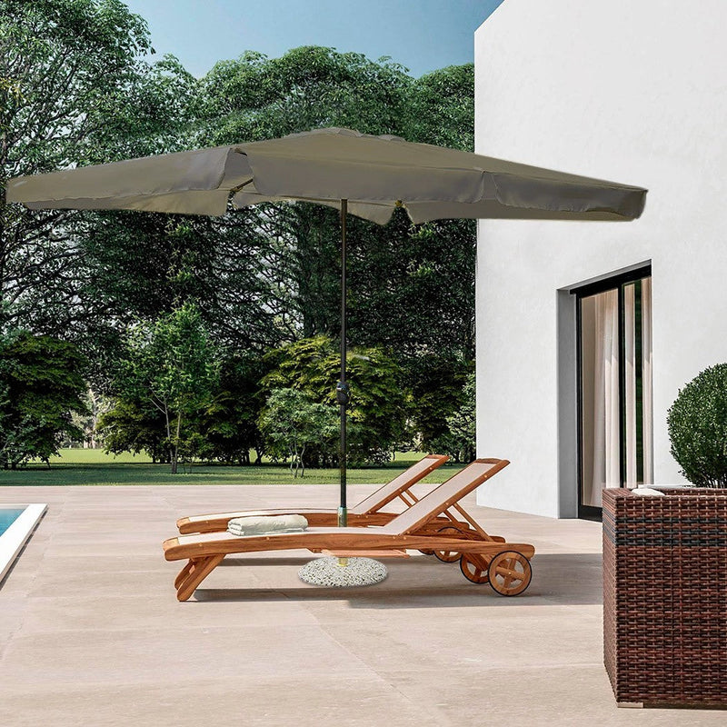 Ombrellone Rettangolare da Giardino 3x2m 6 Stecche Grigio