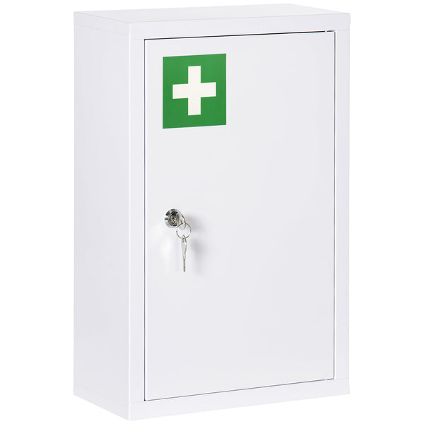 prezzo Armadietto Medicinali 30x14x46 cm a 3 Ripiani con Serratura e 2 Chiavi in Acciaio Bianco