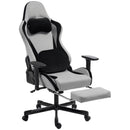 Sedia Gaming Ergonomica Massaggiante 70,5x73x127,5-137,5 cm con Cuscino Lombare in Tessuto Grigio      