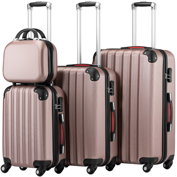 Set 4 Bagagli da Viaggio Trolley Rigido Easy Roll e Beauty Case in ABS Rosa online