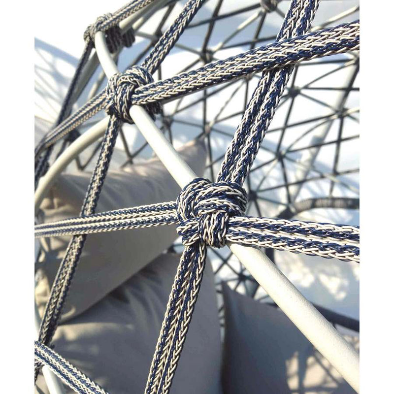 Dondolo Pensile da Giardino con cuscino Ø105x186 cm con intreccio di corda blu