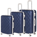 Set 3 Valigie Rigide Effetto Matelassé con Ruote Easy Roll Trolley Bagaglio da Viaggio Blu      