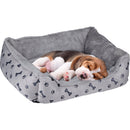 Cuccia Letto per Cani e Gatti 53x46x17 cm Cuscino per Animali Domestici con Stampa in Peluche Grigio      