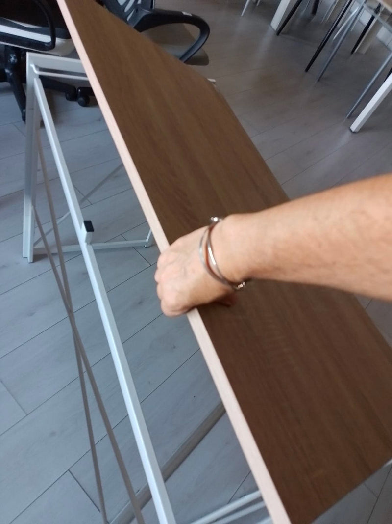 Scrivania Pieghevole 100x50x75 cm in Metallo e Truciolare Motti Lolie Bianca