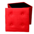 Pouf Contenitore Pieghevole 38x38xh38 cm in Velluto Rosso