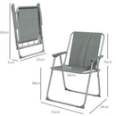Set 2 Sedie da Giardino Pieghevoli con Braccioli e Seduta 53x54x76 cm in Tessuto Grigio