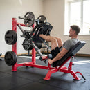 Stazione Fitness Leg Press Machine Macchina Regolabile per Gambe e Squat con Ruote Rosso      