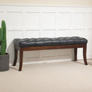 Panca Fondo Letto Imbottita con Design a Bottoni e Gambe Ricurve 120x38x46 cm in Pelle PU e Legno Nero