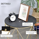 Tavolino da Soggiorno Contenitore in Metallo Ø45x48 cm  Nero e Oro