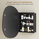 Armadietto da Bagno Mobile Sospeso con Specchio 61x12x79 cm in Vetro e Metallo Nero      