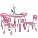 Set Tavolo con 4 Sedie per Bambini Altezza Regolabile Rosa  