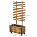 Fioriera con Traliccio per Rampicanti e Rotelle 65x31x147 cm in Legno di Abete Marrone