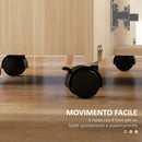 Tavolo Pieghevole 120x60x76,5 cm con 2 Cassetti e Armadietto 6 Rotelle e Freni Color Legno      