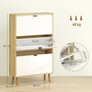 Scarpiera Slim con 3 Cassetti Ribaltabili per 24 Paia di Scarpe 80x24x127 cm Design Moderno in MDF Bianco  