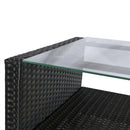 Set Salotto da Giardino Divano 2 Poltrone e Tavolino in Rattan Nero e Crema