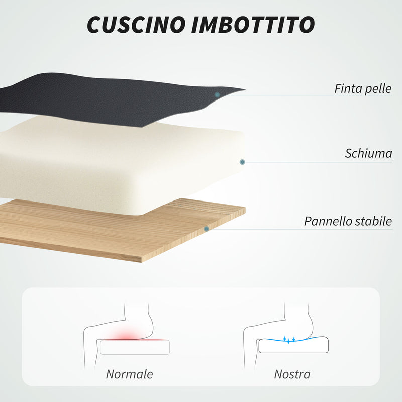 Sedia da Ufficio Reclinabile a 155° con Poggiapiedi Doppia Imbottitura e Rivestimento in Finta Pelle Nero      