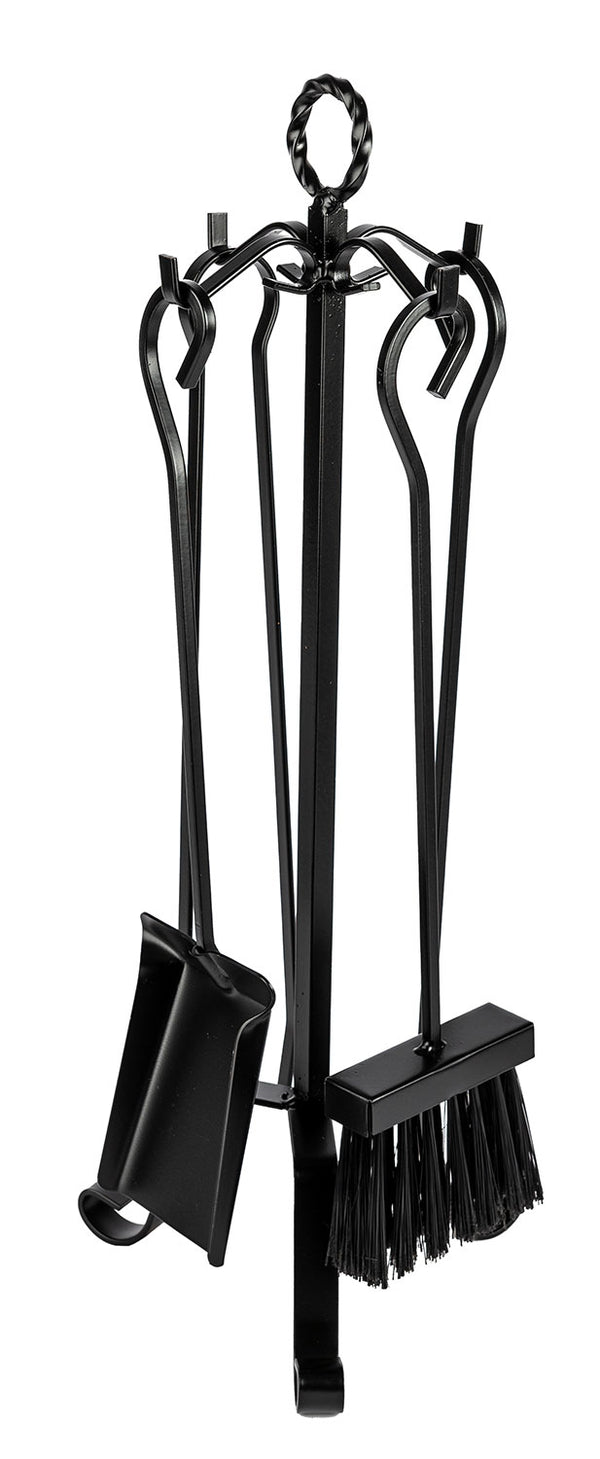 prezzo Trespolo per Attrezzi Camino Modello Basic Anello con Paletta Scopino Attizzino e Pinza 20x20x55 cm in Ferro Verniciato Grigio Martellato