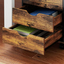 Cassettiera da Ufficio 40x40x67 cm a 5 Cassetti con Ruote Girevoli e Freni in Legno Marrone      