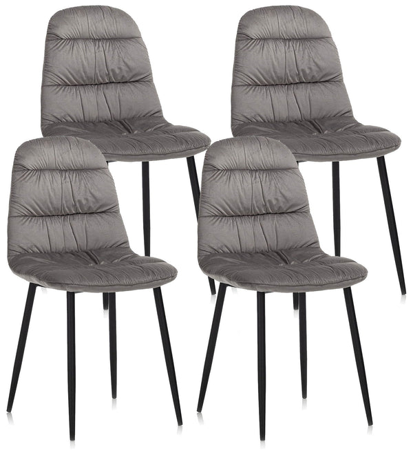 prezzo Set 4 Sedie 44x40x90 cm in Velluto Grigio
