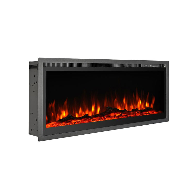 Camino Elettrico Da Parete A Incasso Frontale 127x14x45 cm Chicago Nero      