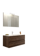 Mobile da Bagno Sospeso con Lavabo 100 cm e Specchio Bali Light Noce Scuro      