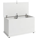 Cassapanca Contenitore Portascarpe 80x40x45 cm con Coperchio di Sicurezza e Fondoletto in Truciolato Bianco      
