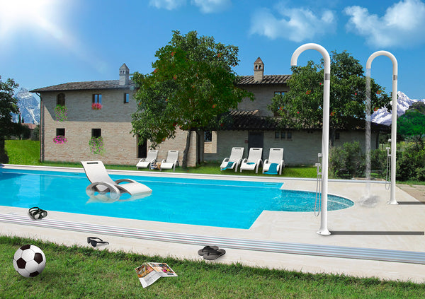 sconto Doccia da Esterno Giardino Miscelatore e Doccetta Mobile Arkema Funny Yin Bianco