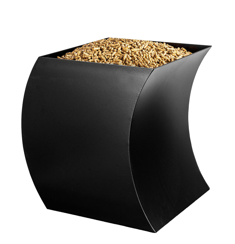 Porta Pellet Curvo 43x63x45 cm in Ferro Verniciato Grigio Martellato