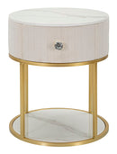 Comodino Montpellier Crema Ø 42x48 cm in Ferro Legno 