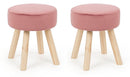 Set 2 Sgabelli  34x34x38 cm in Velluto Adeline Rosa