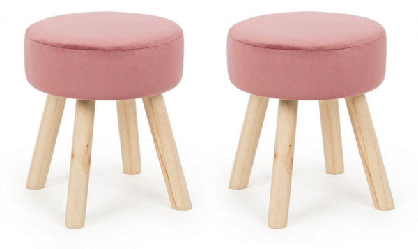 Set 2 Sgabelli 34x34x38 cm in Velluto Adeline Rosa online